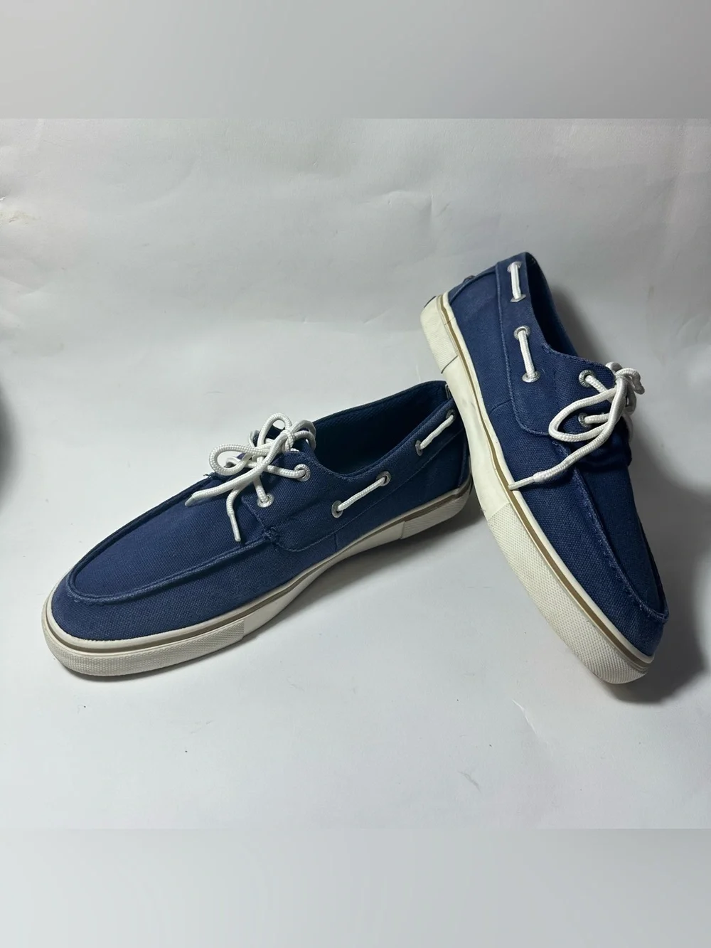 Nautica Galley Boat Shoes Navy Blue Canvas White Laces Mens 9 US 8.5 UK 42 EU